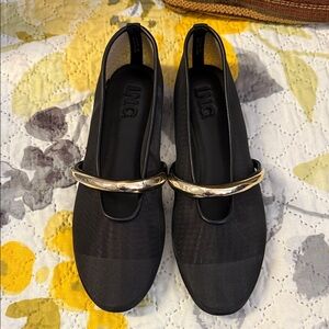 INC International Concepts Black Flats with Gold Detail.
